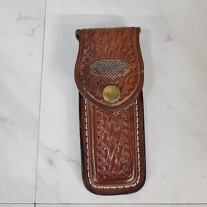 Unbranded Concealer Leather Knife Holster Tooled Basket Pattern GORGEOUS 6"